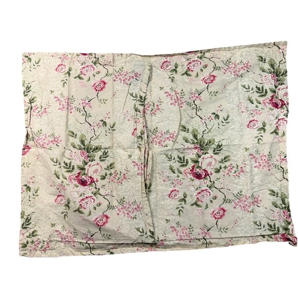 Lauren Ralph Lauren Floral Vine Pillow Sham Pink Roses Cotton Standard VTG (1)